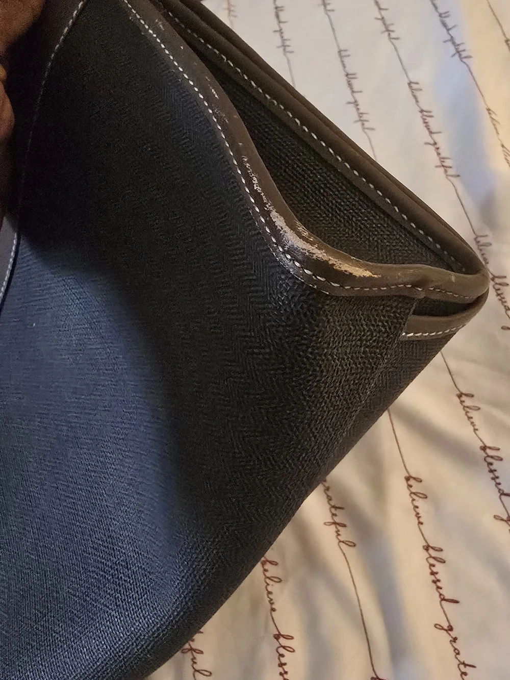 Dunhill Black Canvas Clutch with Brown Leather Trim and Gold Accent-EUC!